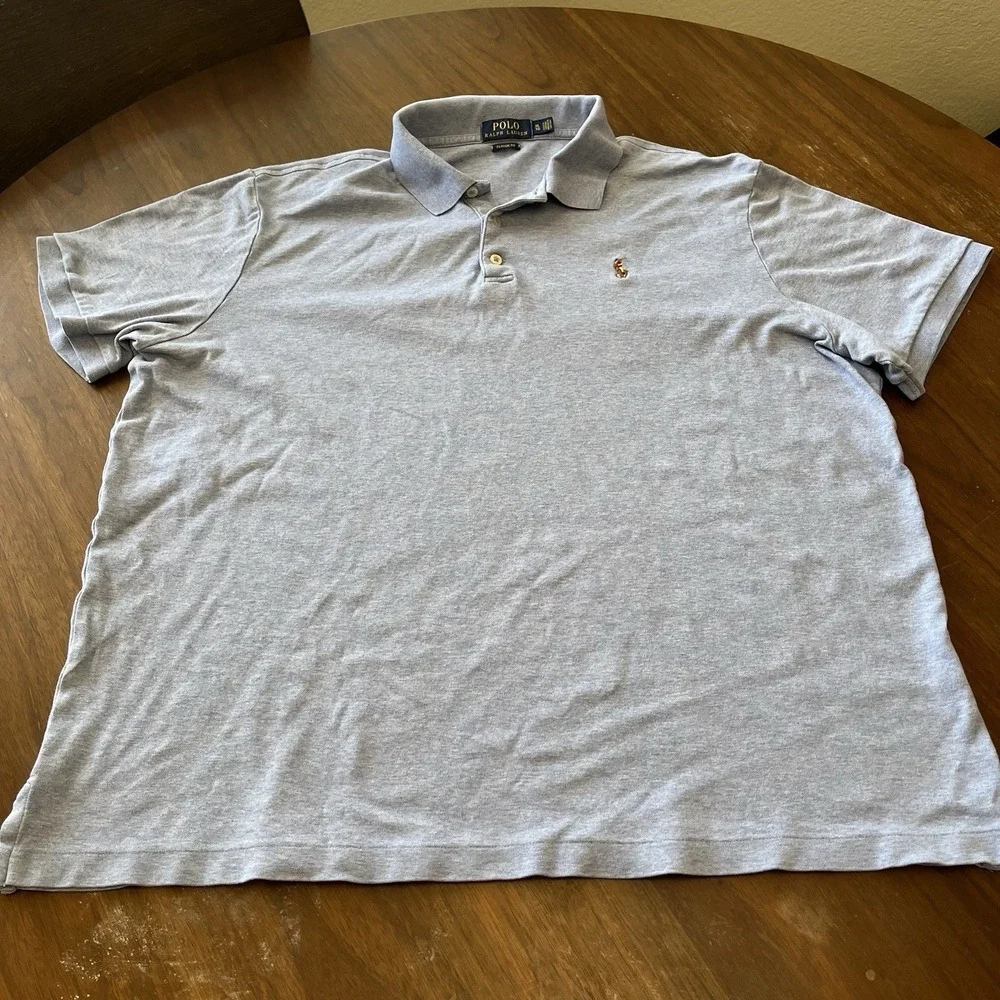 Polo Ralph Lauren Shirt Men's XL Classic Fit Blue Flesh Pony Soft Cotton